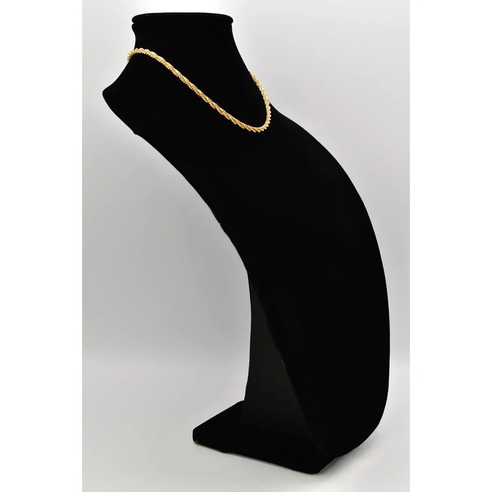Vintage Twisted Chain Collar Necklace Yellow Gold Tone Metallic Shiny 80s BinA17
